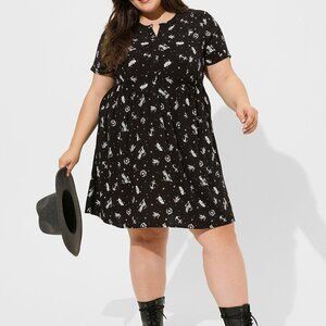 torrid Mini Rayon Slub Button Front Fit N Flare Dress black sailor tattoo dress